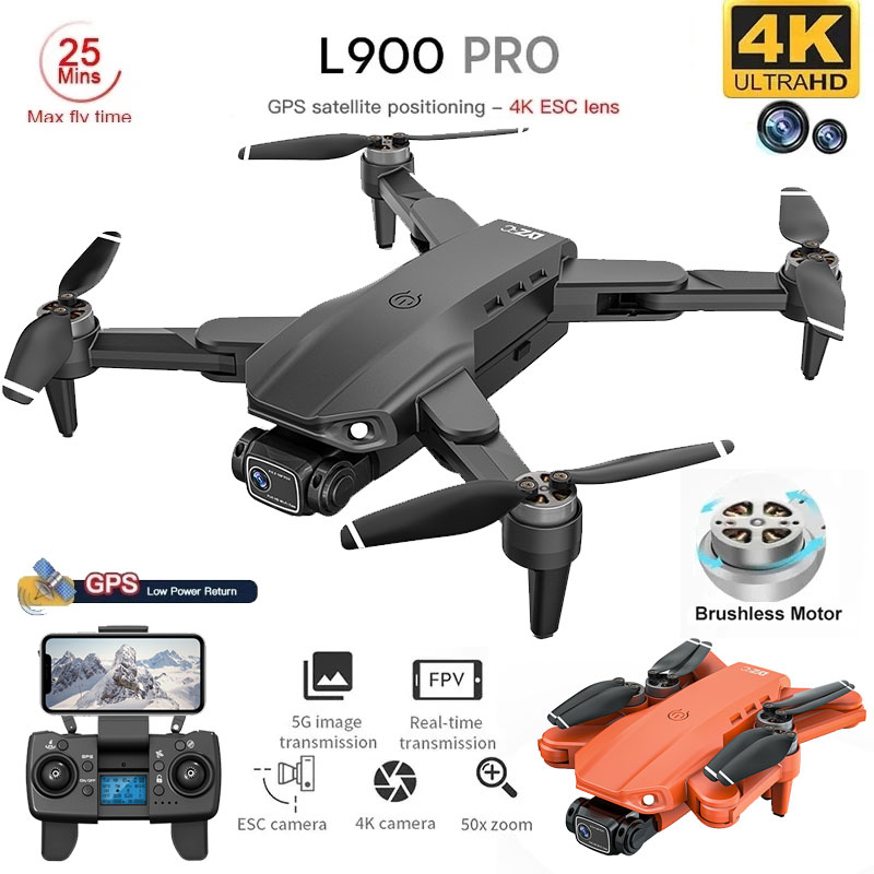 Rc Helicopter Electric - 折りたたみ式ブラシレスドローンl900プロ,GPS, 4k,HD,デュアルカメラ,5g,wifi,rc,距離1.2km,ドローン