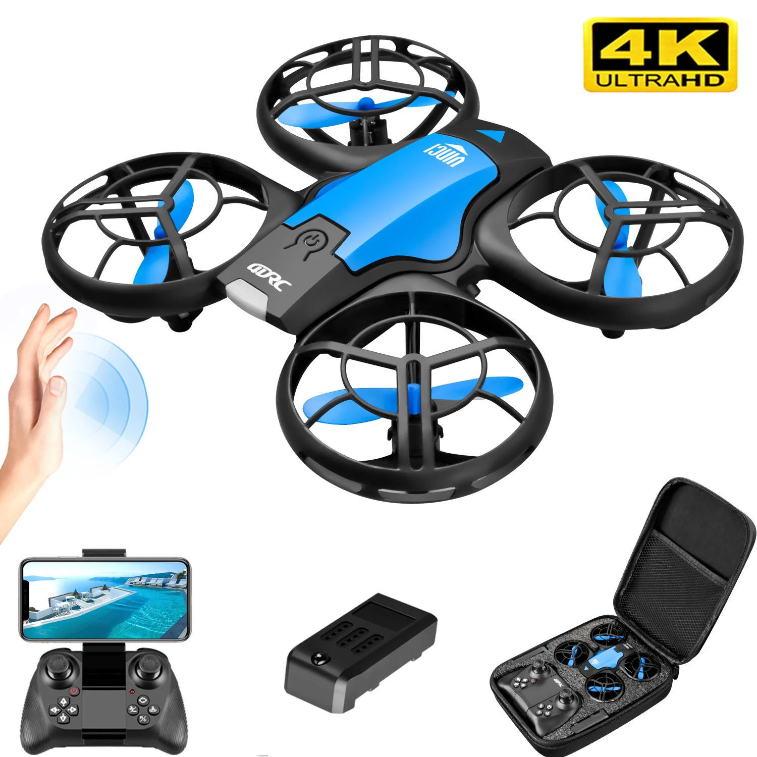 V8新型ミニドローン 4KプロフェッショナルHD 1080P - Rc Helicopter Electric のレビューと価格